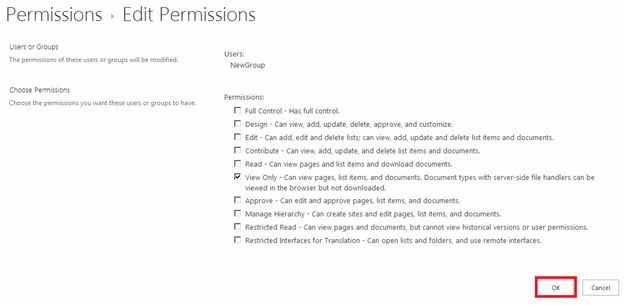 change the permission group